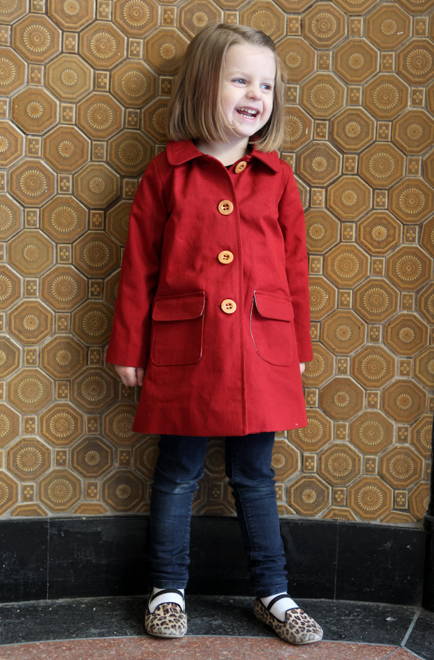 RED TODDLER JACKET AND ORGANIC COTTON PLUS FABRIC